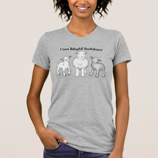 I Love Babydoll Southdown sheep T-shirt Tシャツ (正面)