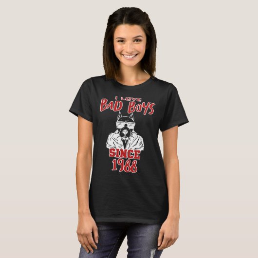 I love bad boys since 1988 tシャツ (正面フル)