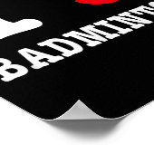I Love Badminton Tee - Shuttle おもしろいハートパロディ ポスター (角)