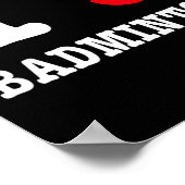 I Love Badminton Tee - Shuttle おもしろいハートパロディ ポスター (角)