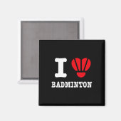 I Love Badminton Tee - Shuttle おもしろいハートパロディ マグネット (正面/裏面)