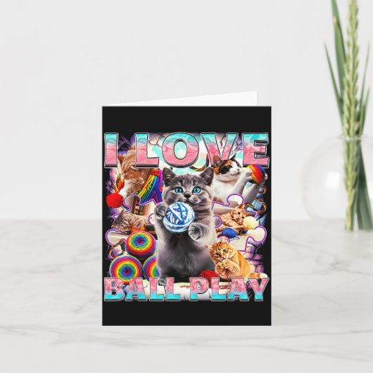 I Love Ball Play Cute Cats Roll Of Wool Kitty For  カード (正面)