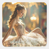I LOVE BALLET - BALLET & DANCE スクエアシール (正面)