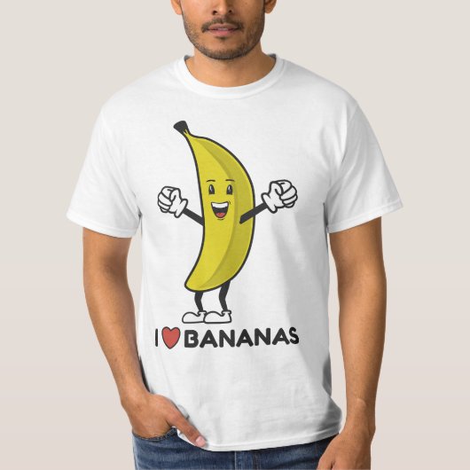 I Love Bananas Long Fruit Funny Banana  Tシャツ (正面)