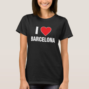 I LOVE BARCELONA City in Spain with Red Loveハート Tシャツ