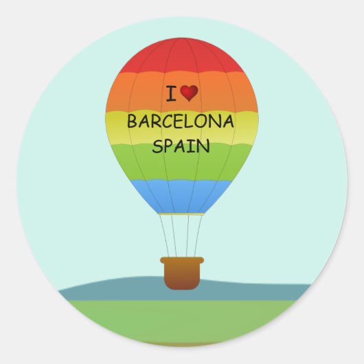 「I love Barcelona, Spain」熱気球 ラウンドシール (正面)