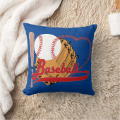 I Love Baseball – ボール、こうもり、野球グローブ クッション (ブランケット)
