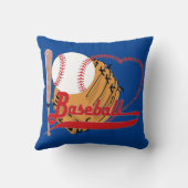 I Love Baseball – ボール、こうもり、野球グローブ クッション (裏面)