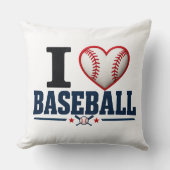 I Love Baseball Personalized Baseball Room Decor D クッション (正面)