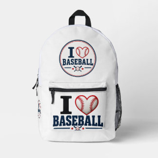I Love Baseball Player & Baseball Fan Design プリントバックパック