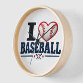 I Love Baseball Player & Baseball Room Decor Desig 壁時計 (傾斜)
