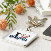 I Love Baseball Player & Fan Gift Design キーホルダー (側面)
