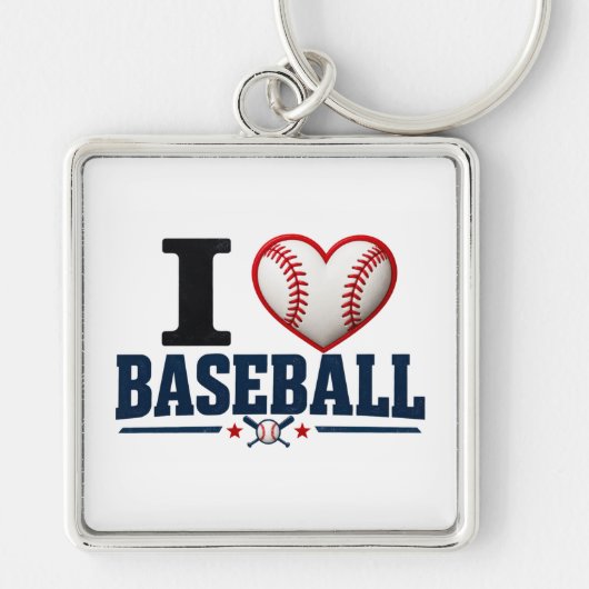 I Love Baseball Player & Fan Gift Design キーホルダー (正面)