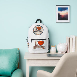 I Love Basketball Player & Fan Sports Design プリントバックパック