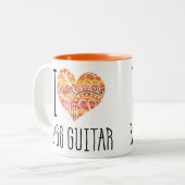I Love Bass Guitarオレンジマンダラハート ツートーンマグカップ (正面左)