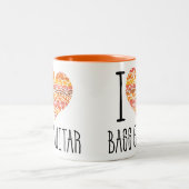 I Love Bass Guitarオレンジマンダラハート ツートーンマグカップ (中央)