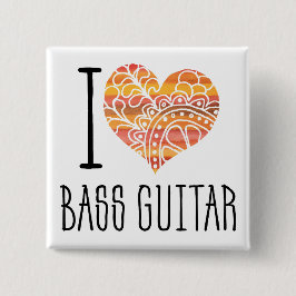 I Love Bass Guitarオレンジマンダラハート 缶バッジ