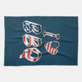 I Love BBQ, American Patriotic キッチンタオル (横)
