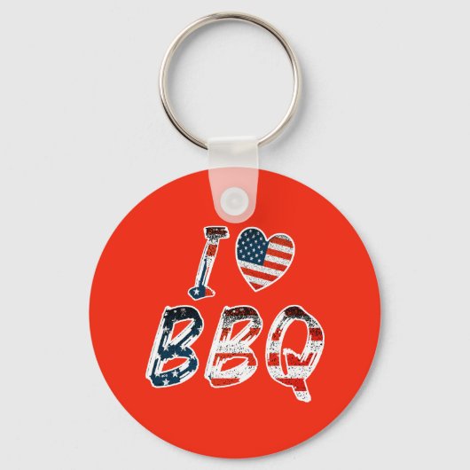 I Love BBQ, American Patriotic キーホルダー (正面)