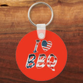 I Love BBQ, American Patriotic キーホルダー (正面)