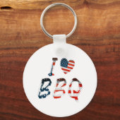 I Love BBQ, American Patriotic キーホルダー (正面)