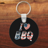 I Love BBQ, American Patriotic キーホルダー (正面)