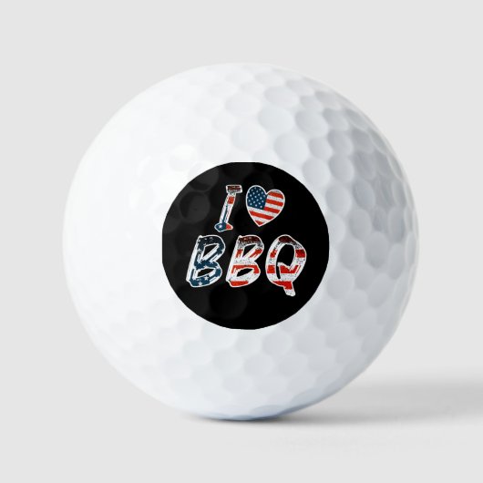 I Love BBQ, American Patriotic ゴルフボール (正面)