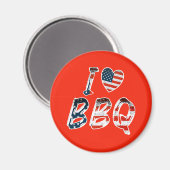 I Love BBQ, American Patriotic マグネット (正面/裏面)