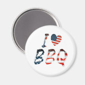 I Love BBQ, American Patriotic マグネット (正面/裏面)