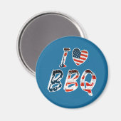 I Love BBQ, American Patriotic マグネット (正面/裏面)