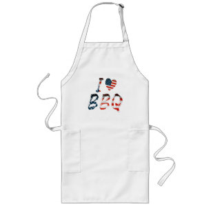 I Love BBQ, American Patriotic ロングエプロン