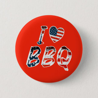 I Love BBQ, American Patriotic 缶バッジ