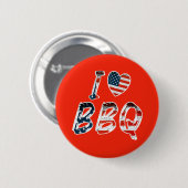 I Love BBQ, American Patriotic 缶バッジ (正面&裏面)