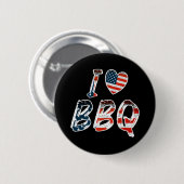 I Love BBQ, American Patriotic 缶バッジ (正面&裏面)