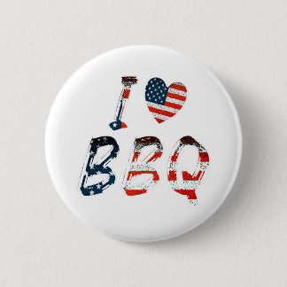 I Love BBQ, American Patriotic 缶バッジ