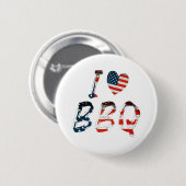 I Love BBQ, American Patriotic 缶バッジ (正面&裏面)