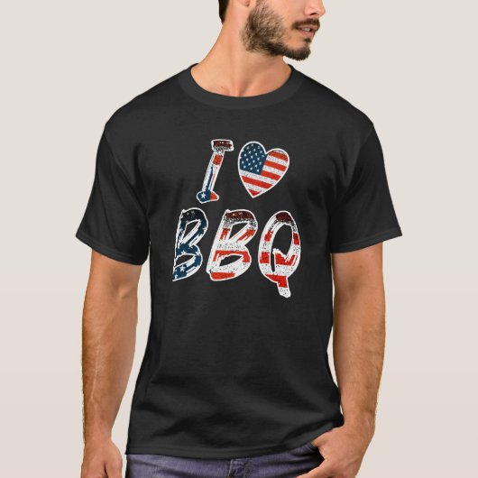 I Love BBQ, American Patriotic Tシャツ (正面)