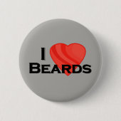 I Love Beards Pin Backボタン 缶バッジ (正面)