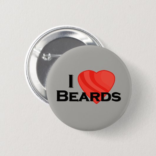 I Love Beards Pin Backボタン 缶バッジ (正面&裏面)