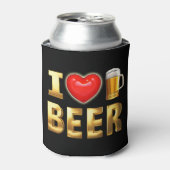 I LOVE BEER -金ゴールド3D文字 缶クーラー (缶正面)