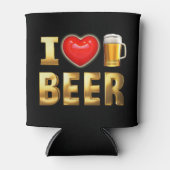 I LOVE BEER -金ゴールド3D文字 缶クーラー (正面)