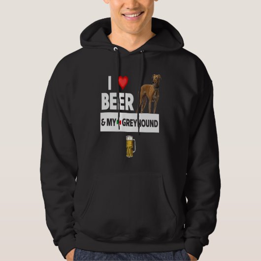 I Love Beer and My Italian Greyhound Dog Mom Dad D パーカ (正面)