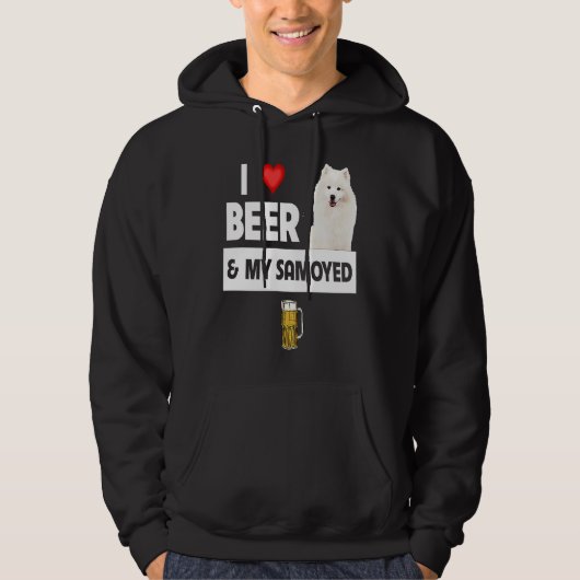 I Love Beer and My Samoyed Herding Paws Mom Dad Dr パーカ (正面)
