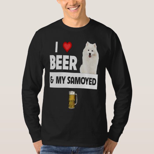 I Love Beer and My Samoyed Herding Paws Mom Dad Dr Tシャツ (正面)