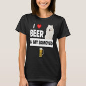 I Love Beer and My Samoyed Herding Paws Mom Dad Dr Tシャツ (正面)