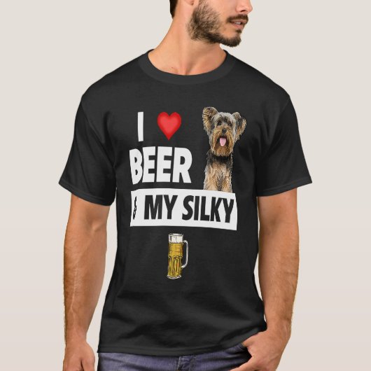 I Love Beer and My Silky Terrier Dog Mom Dad Drink Tシャツ (正面)