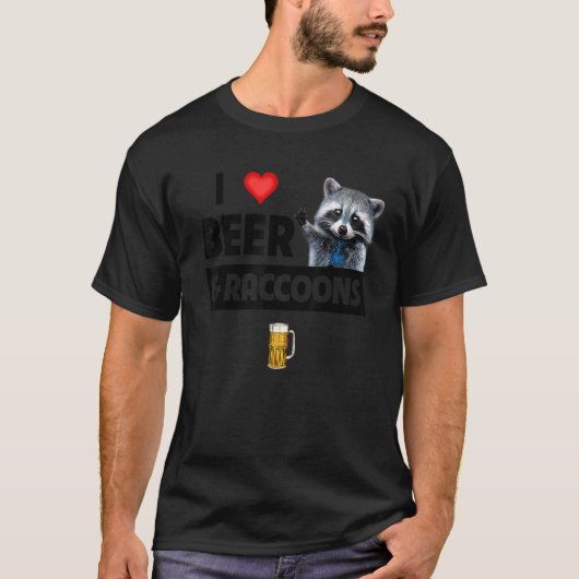 I Love Beer and Raccoons Coon通り猫好きDr. Tシャツ (正面)