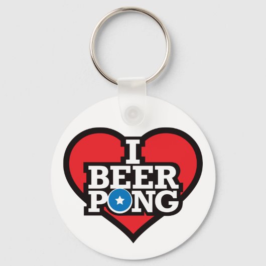 I Love Beer Pong - Red キーホルダー (正面)