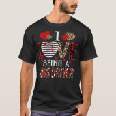 I Love Being A Bus Driver Red Plaid Hearts Valenti Tシャツ (正面)