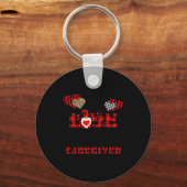 I Love Being A Caregiver Flannel Gift Valentine's  キーホルダー (正面)